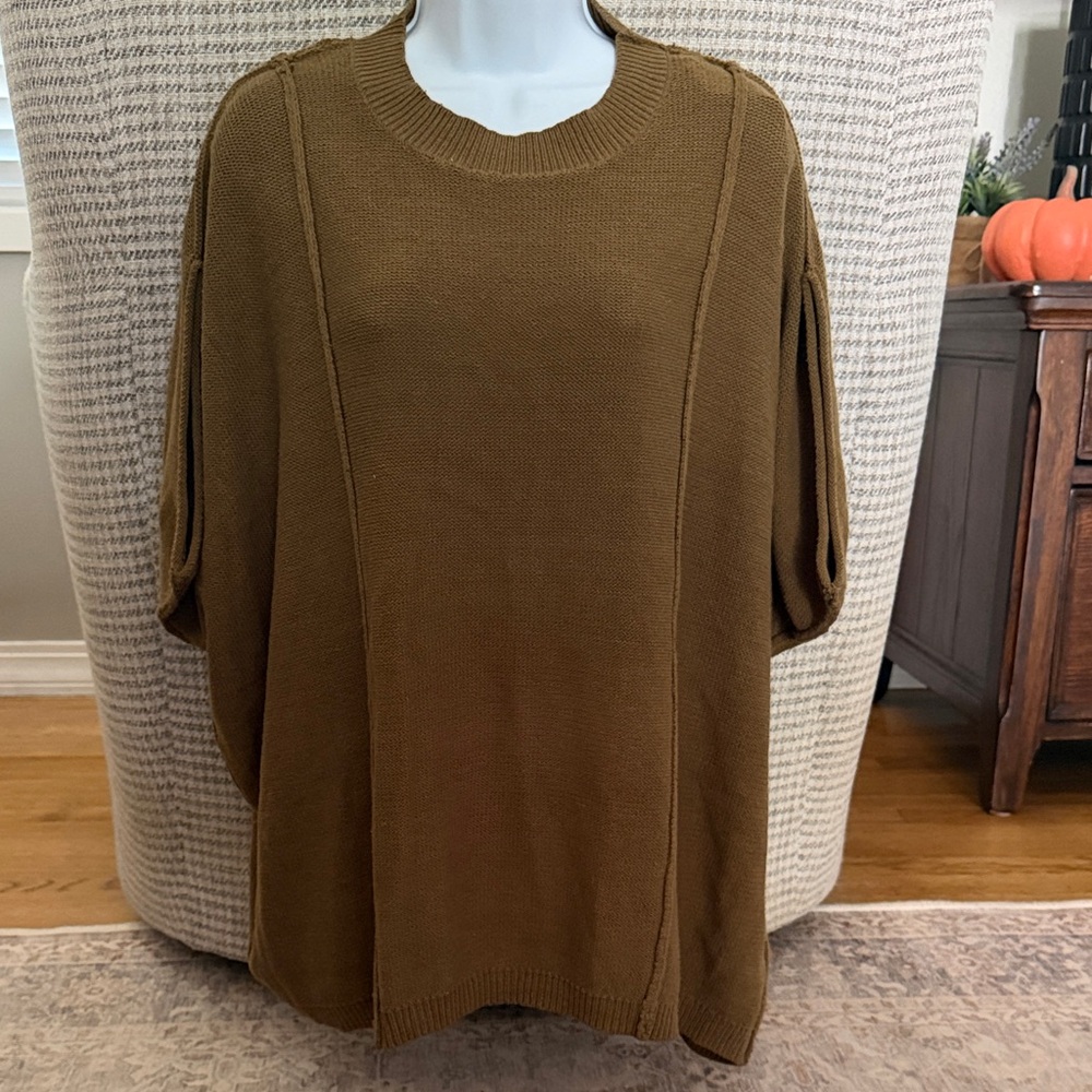 ANDREE BY UNIT Brown Knit Poncho